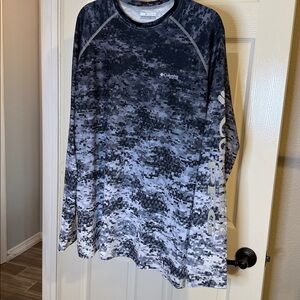 Columbia Long Sleeve PFG Fishing Shirt in Black & Grey Camo